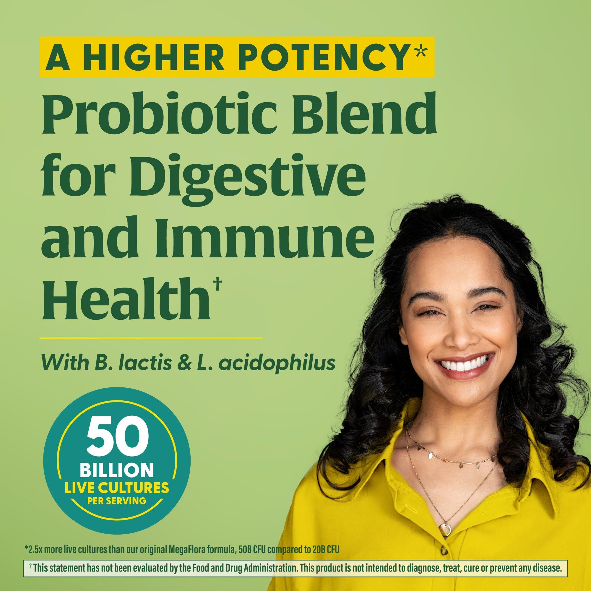 Graphic showing how to take MegaFood MegaFlora Probiotic Plus (any time of day)