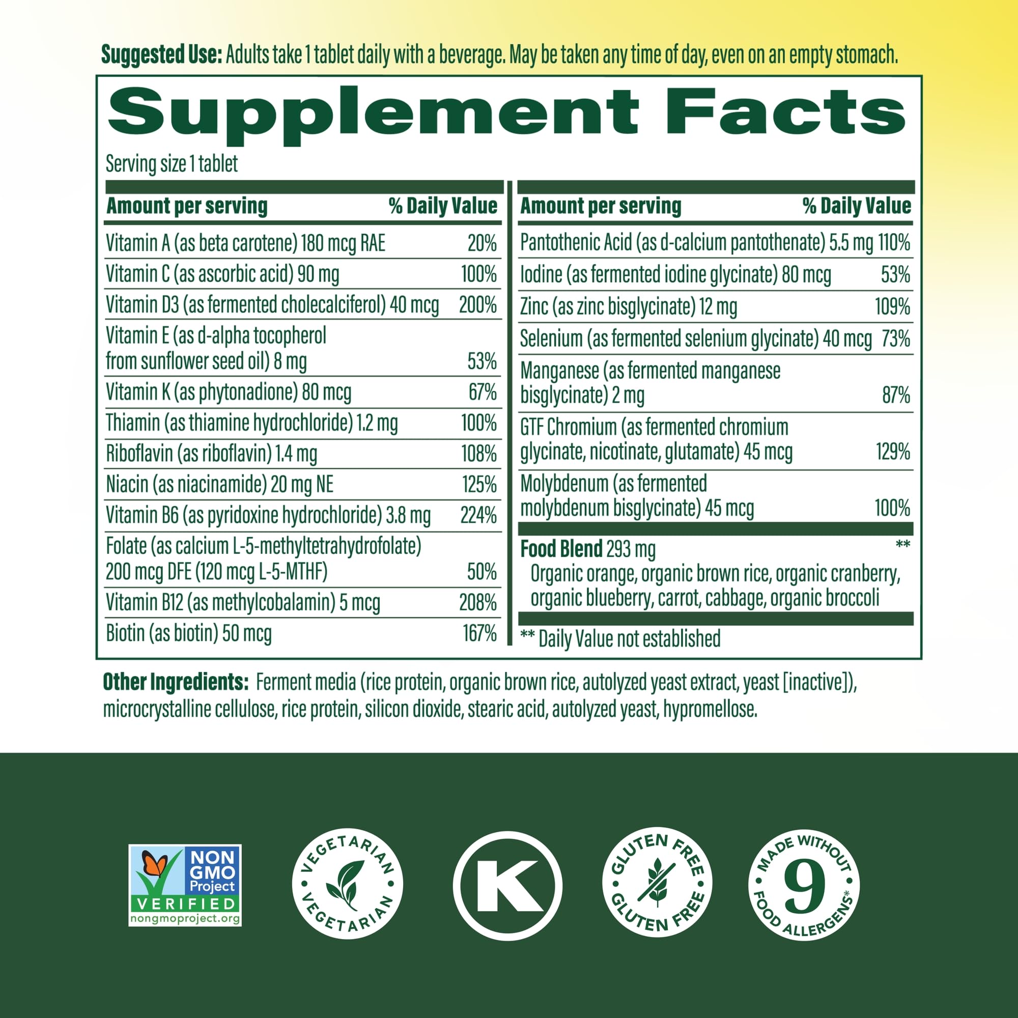 MegaFood Men 55+ tablets in close view emphasize simple daily intake.