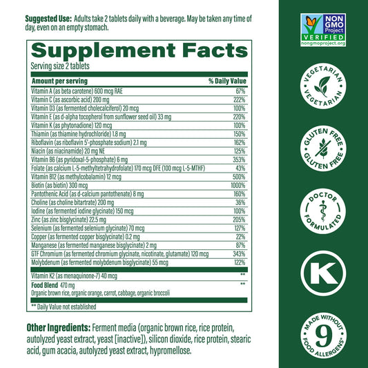 Back label showing supplement facts and ingredients