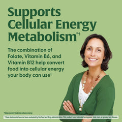 Label close-up showing methyl folate and B vitamins
