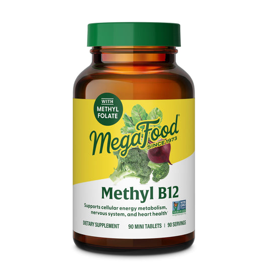 MegaFood Methyl B12 vegan 90 tablets bottle on white background