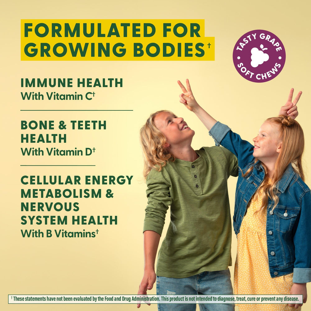 Vitamin B, C, D, E essential nutrients highlighted for kids