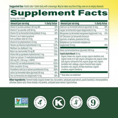 MegaFood One Daily Men's Multivitamin tablet close-up, rich in B vitamins for metabolism support.