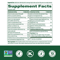 MegaFood One Daily label highlighting nutrients and real food ingredients.