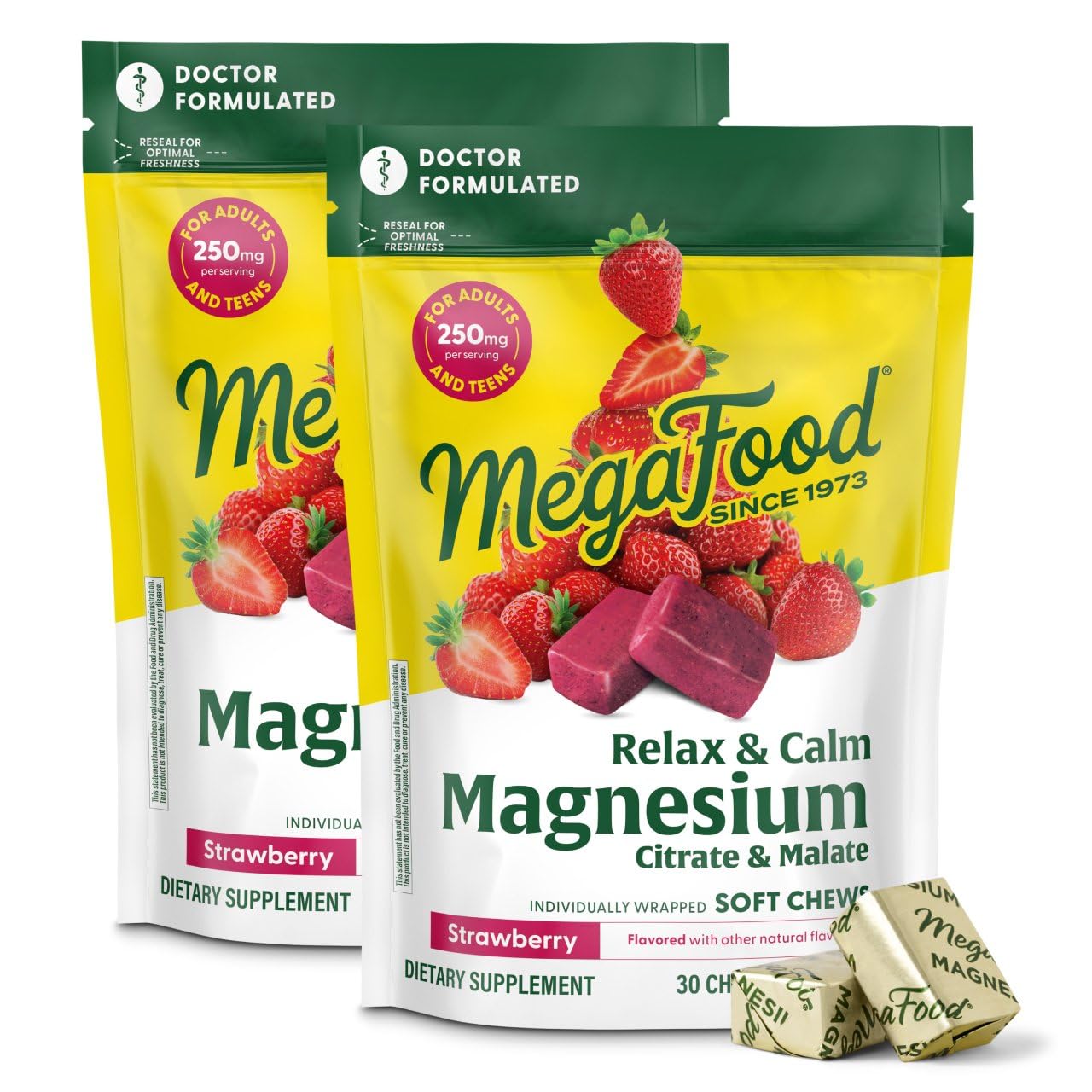 Front view of MegaFood Relax + Calm Magnesium Soft Chews