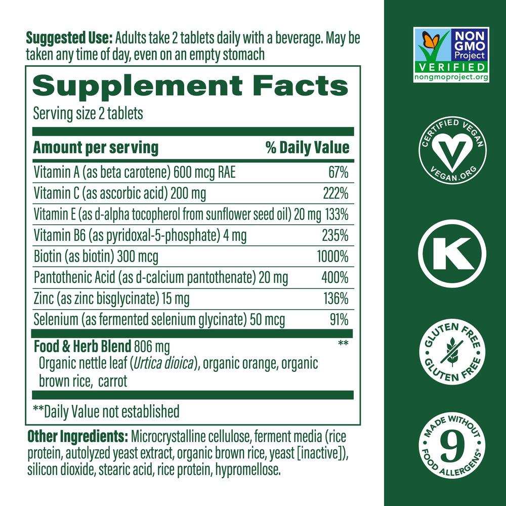 Bottle of MegaFood Skin, Nails & Hair 2 vitamins