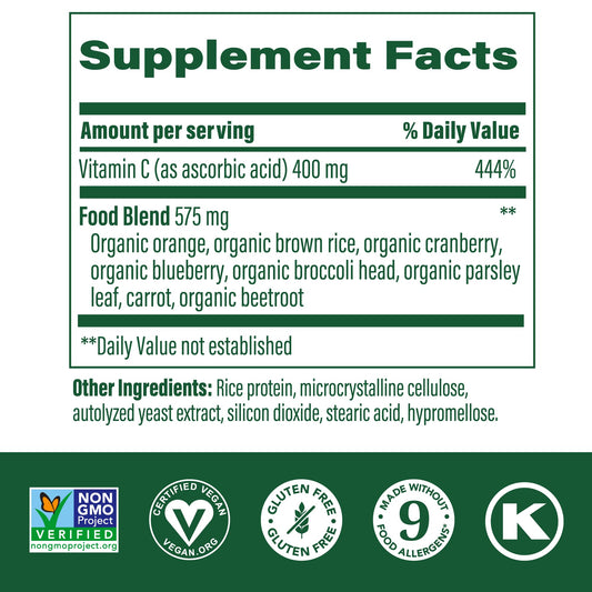 Close-up view of MegaFood Ultra C 400 mg bottle