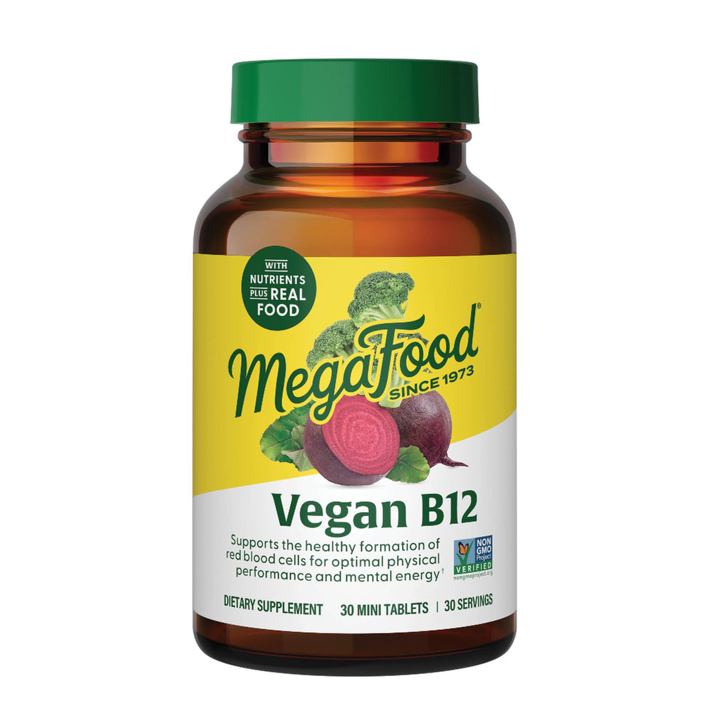 MegaFood vegan B12 bottle with B6 and folic acid – front view
