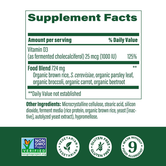 Front view of MegaFood Vitamin D3 1000 IU bottle