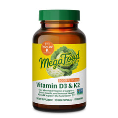MegaFood Vitamin D3 5000 IU bottle for daily bone and immune support.