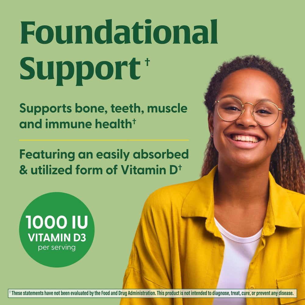 Close-up of Vitamin D3 1000 IU tablets