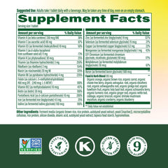 Close-up of MegaFood multivitamin label highlighting methylated B12 and folate.