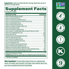 Labels highlighting B vitamins, D3, K2 and choline