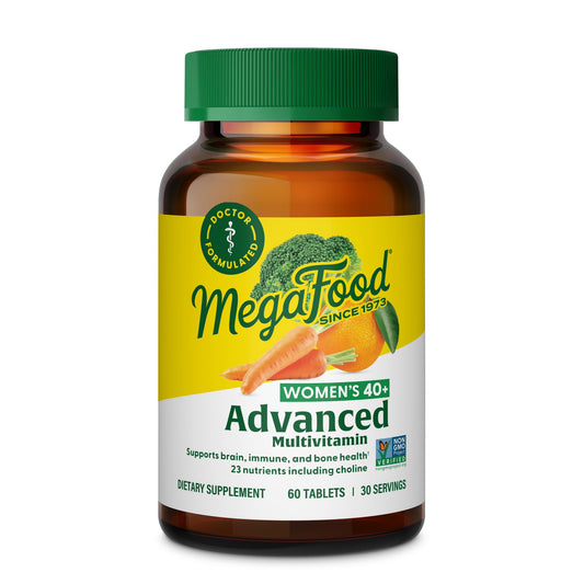 Hero image of MegaFood Women's 40+ Advanced Multivitamin with 60 tabs bottle