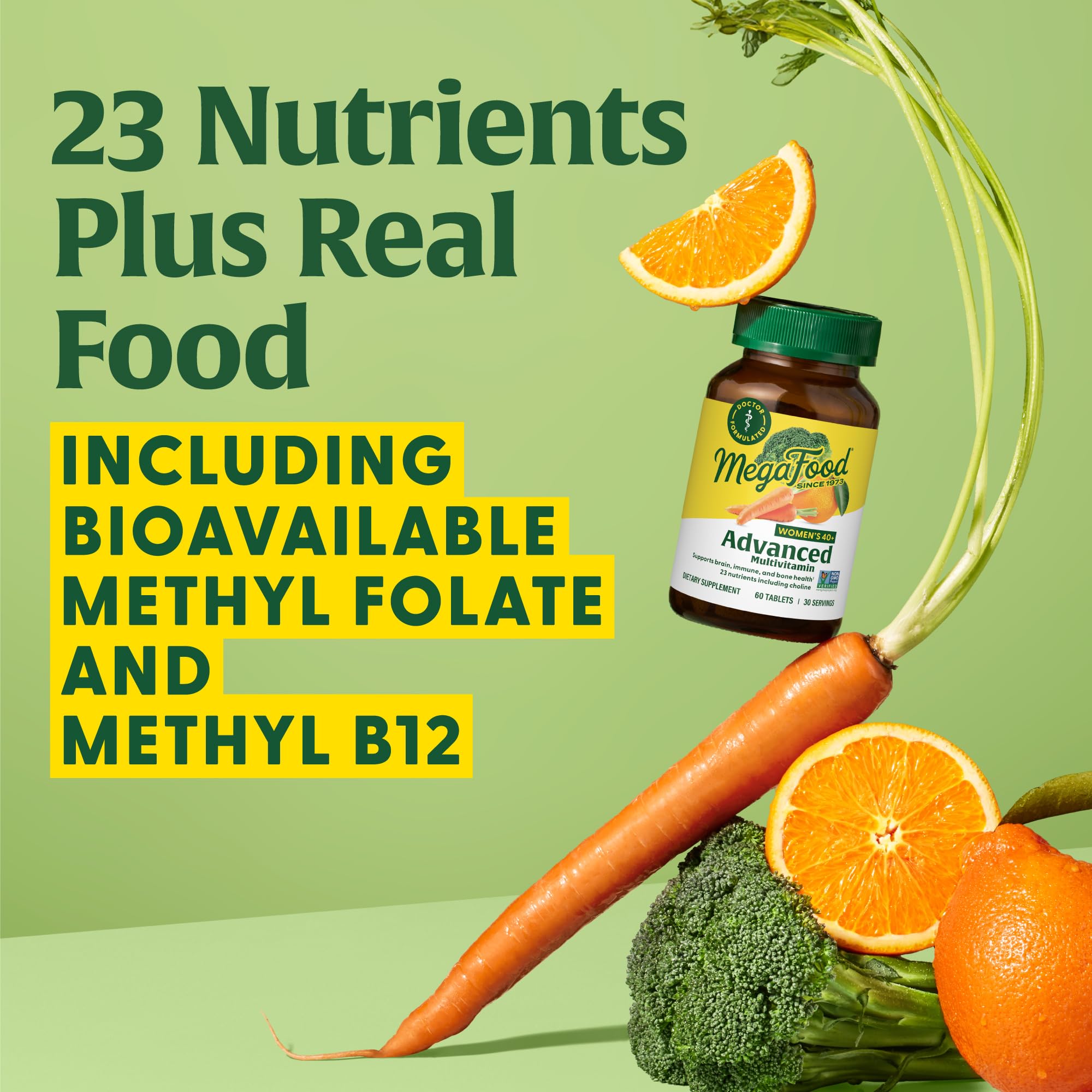 Doctor formulated MegaFood label emphasizing comprehensive B vitamins.