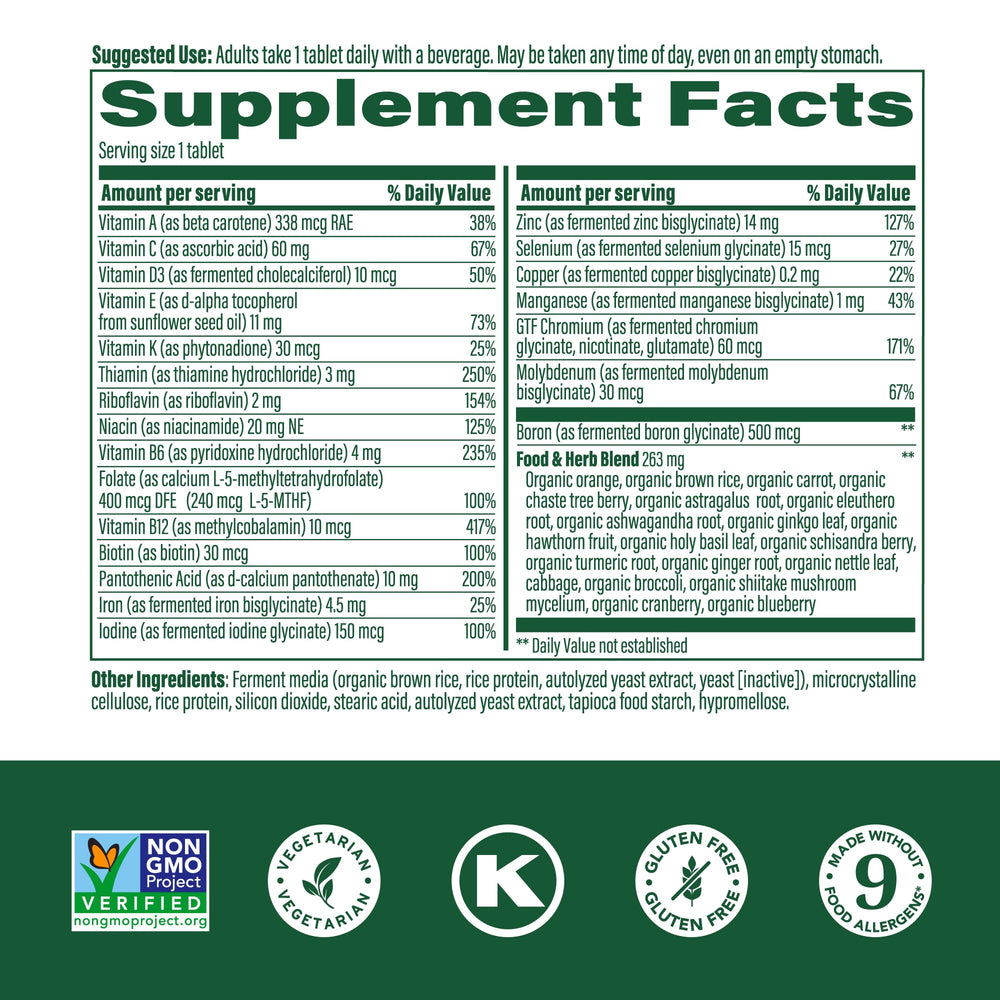 Back label detailing ingredients and daily dosage