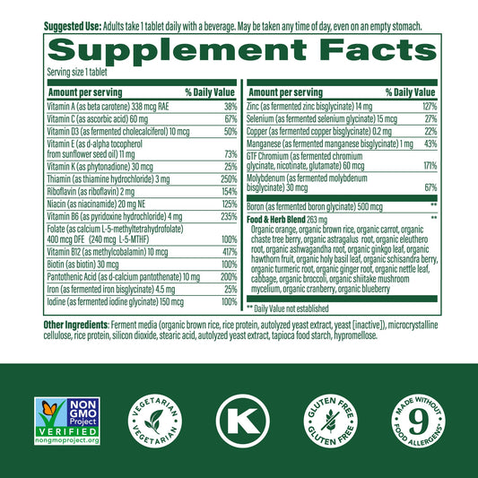 Back label detailing ingredients and daily dosage