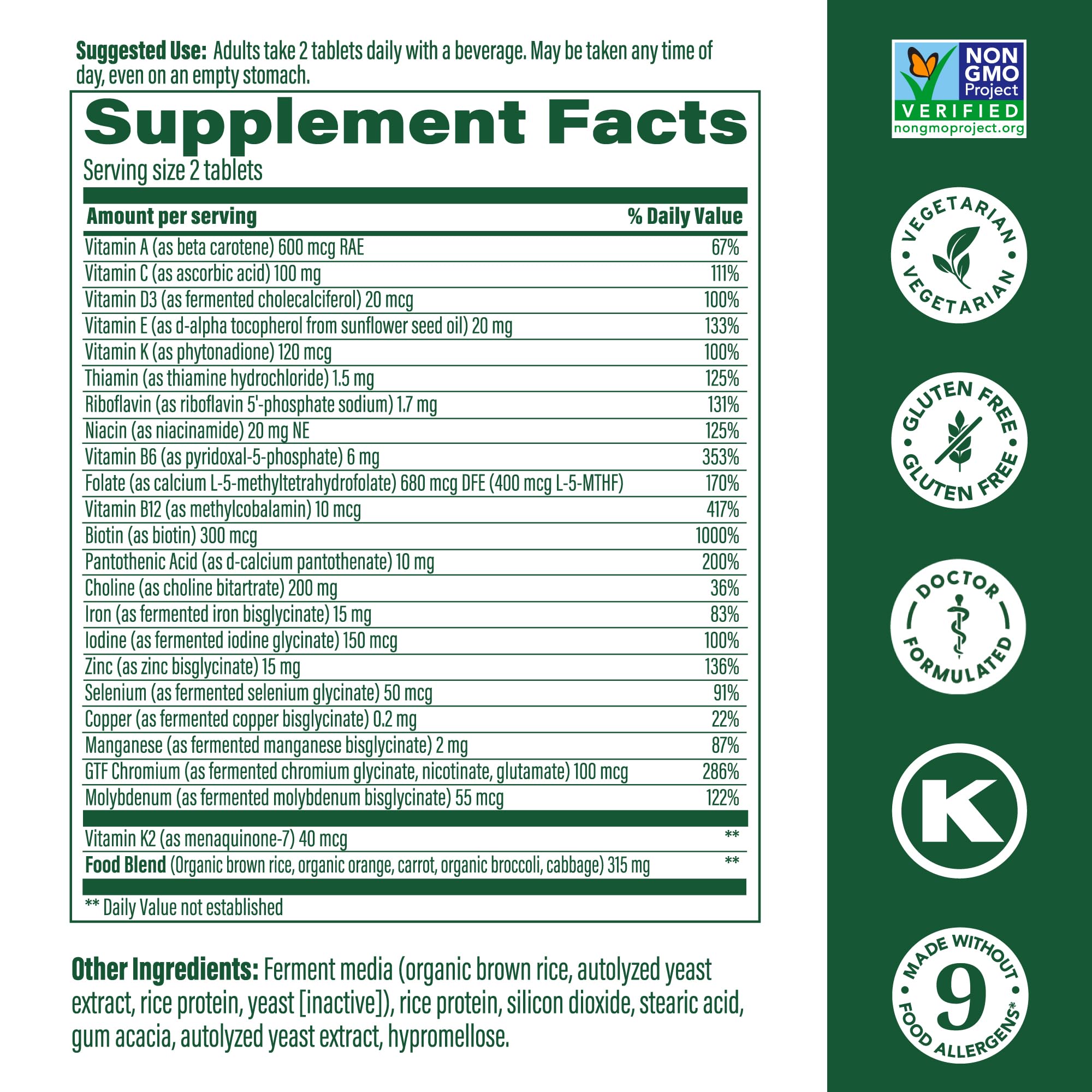 Bottle label highlighting 60 tabs and doctor-formulated formulation