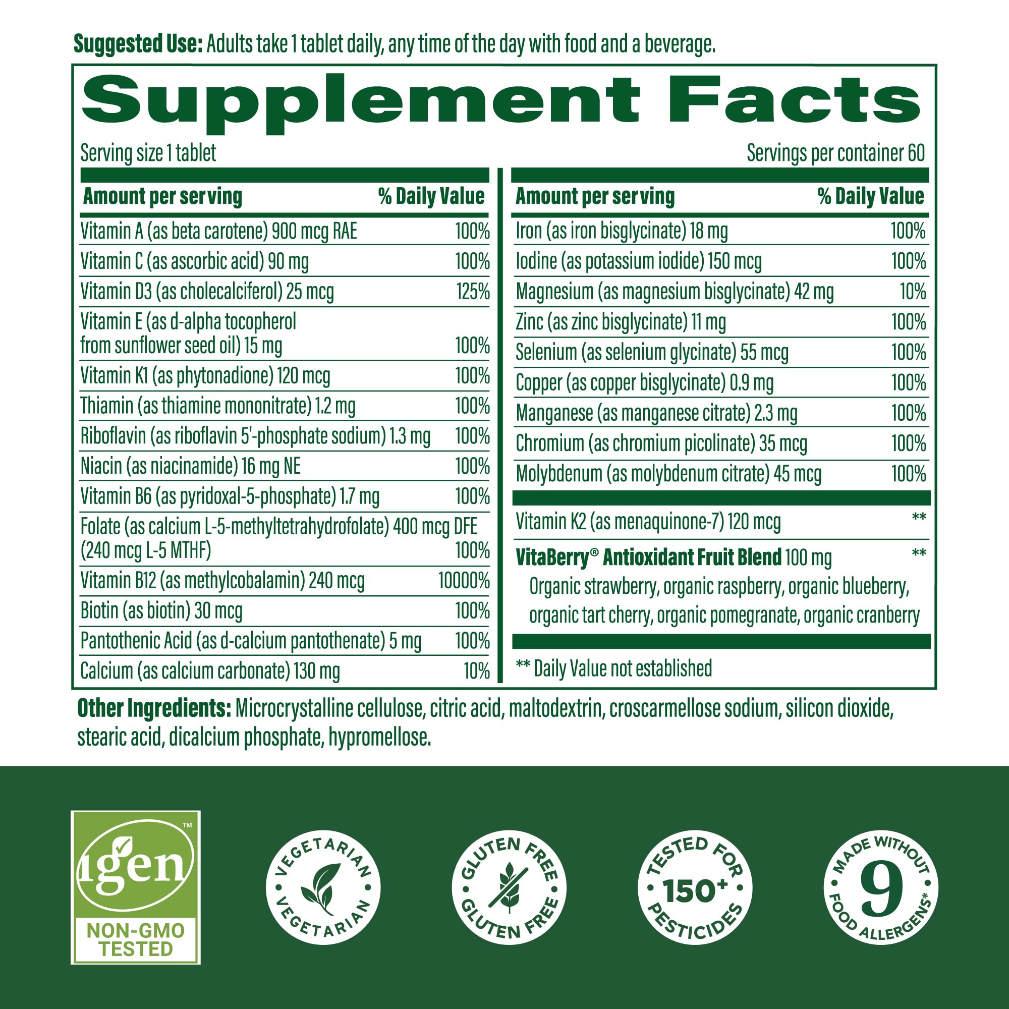 Illustration of bioavailable nutrient forms including Magnesium Glycinate and methylcobalamin B12
