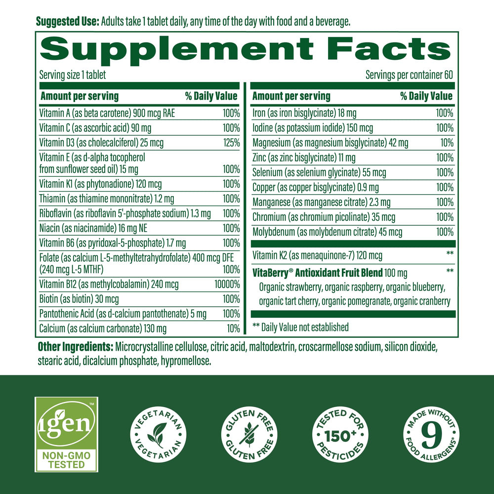 Illustration of bioavailable nutrient forms including Magnesium Glycinate and methylcobalamin B12