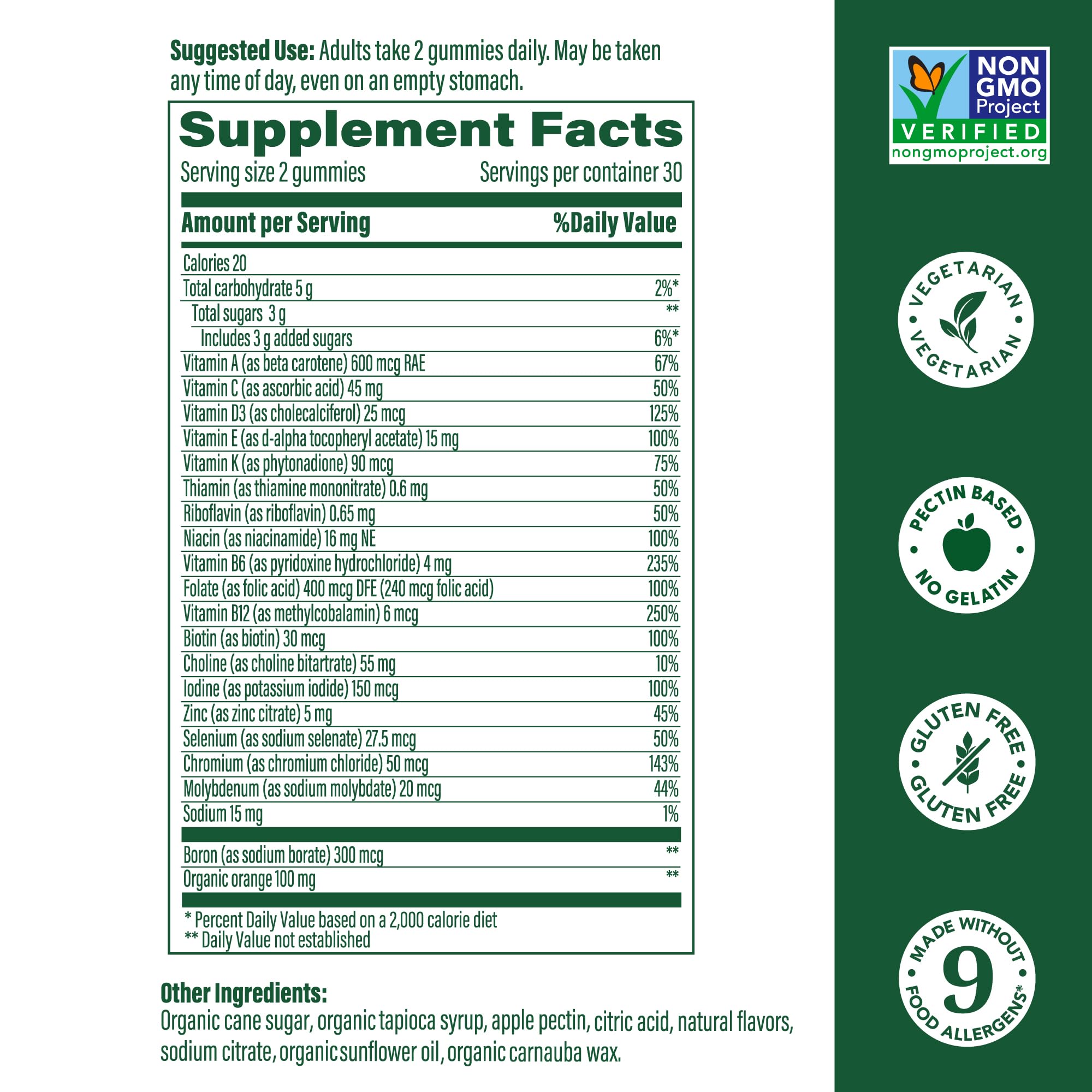 Bottle of MegaFood Women's Multivitamin Gummies Tangerine packaging