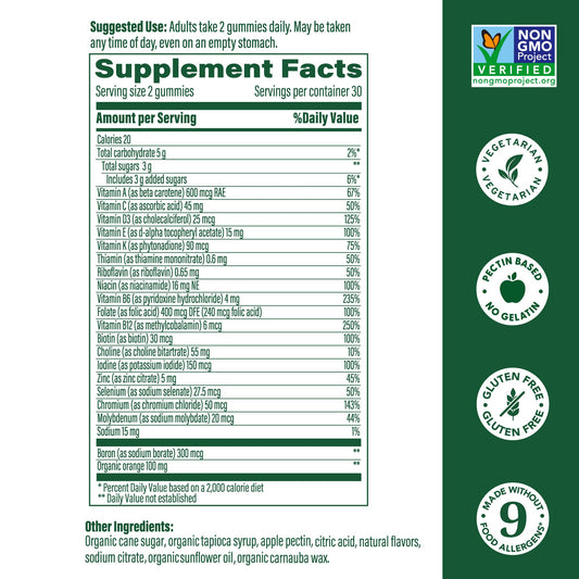 Bottle of MegaFood Women's Multivitamin Gummies Tangerine packaging