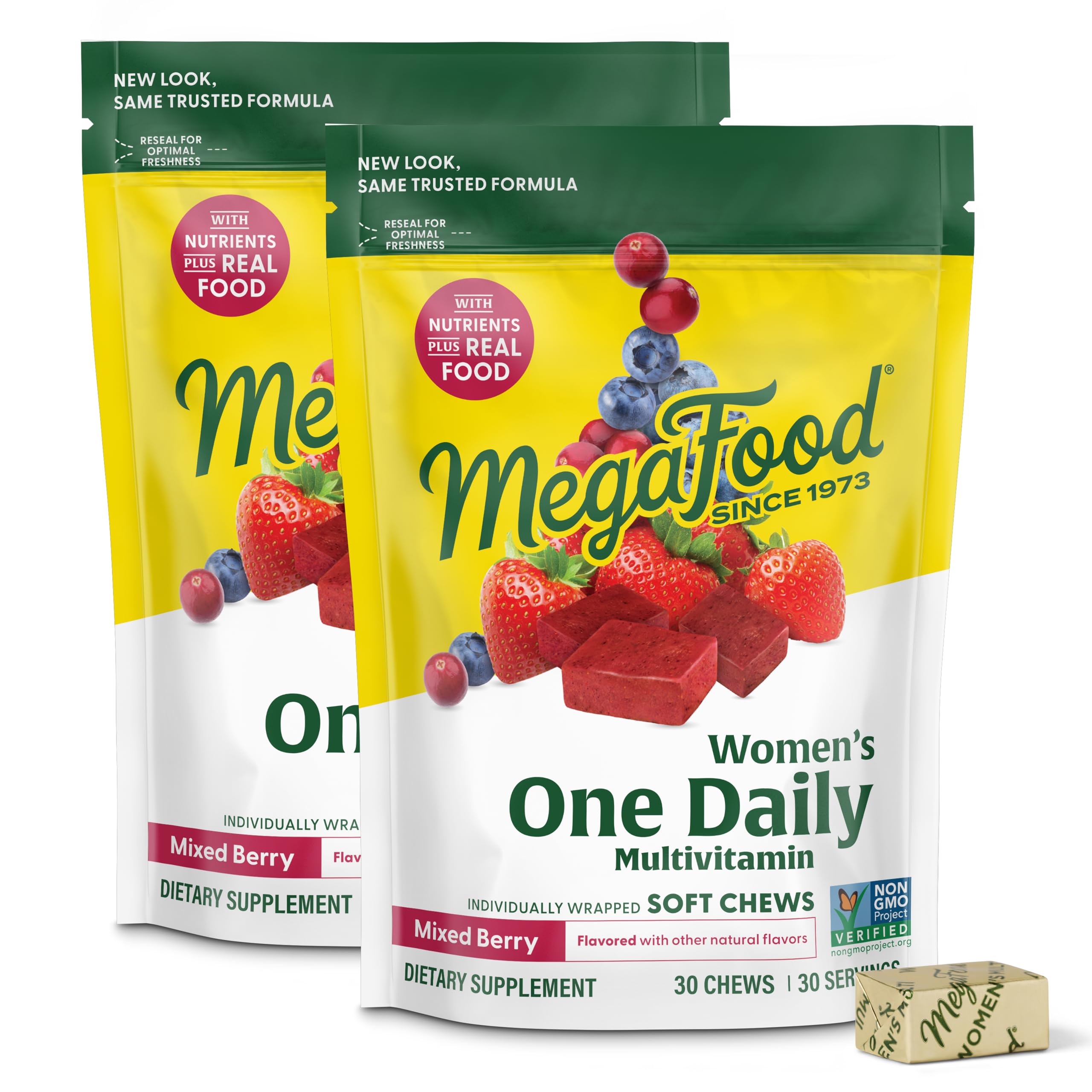 MegaFood Women’s Multivitamin Soft Chews in mixed berry bottle for daily support