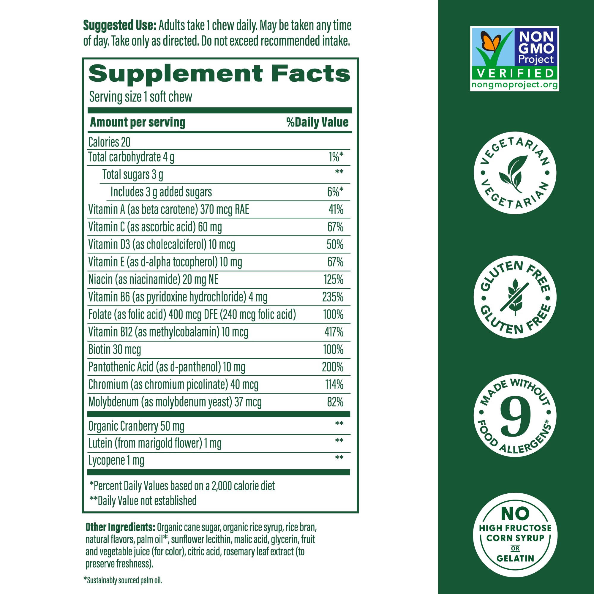 Close-up of MegaFood Women’s mixed berry soft chews