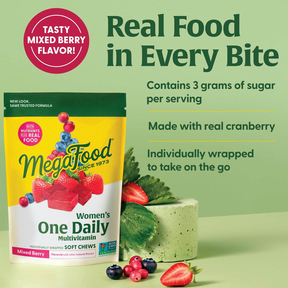 Nutrition facts panel for MegaFood Women\'s One Daily Soft Chews