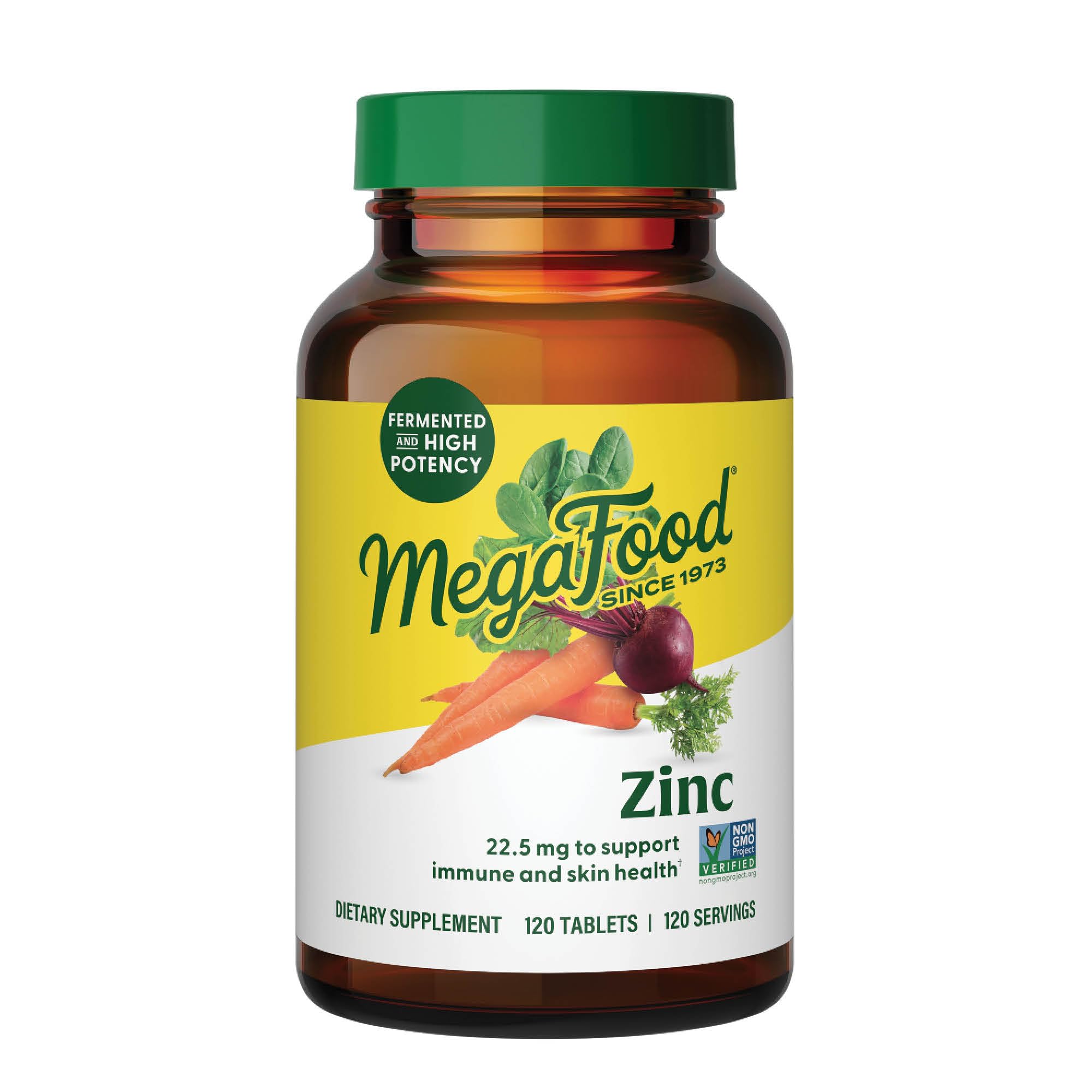 MegaFood Zinc supplements bottle with 120 tablets