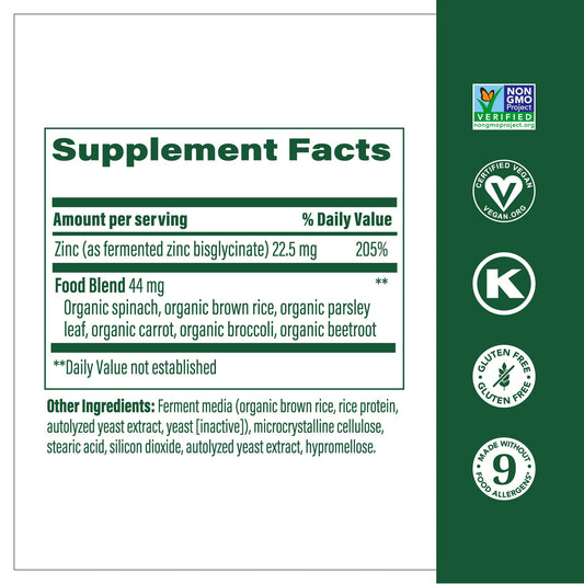 MegaFood Zinc Supplements bottle with label