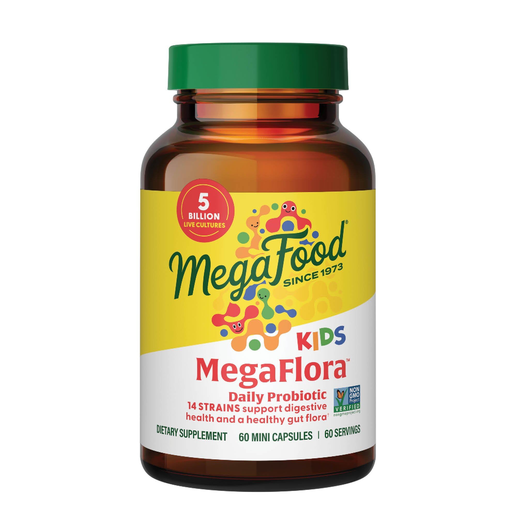 MegaFood MegaFlora Kids Probiotics 60 capsules bottle front