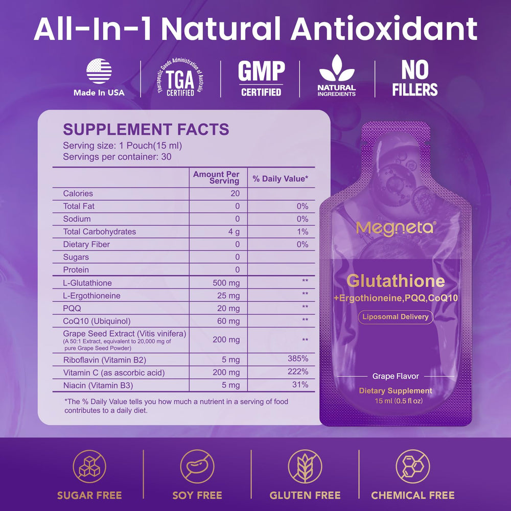 Close-up of MEGNETA packaging front with grape flavor graphic