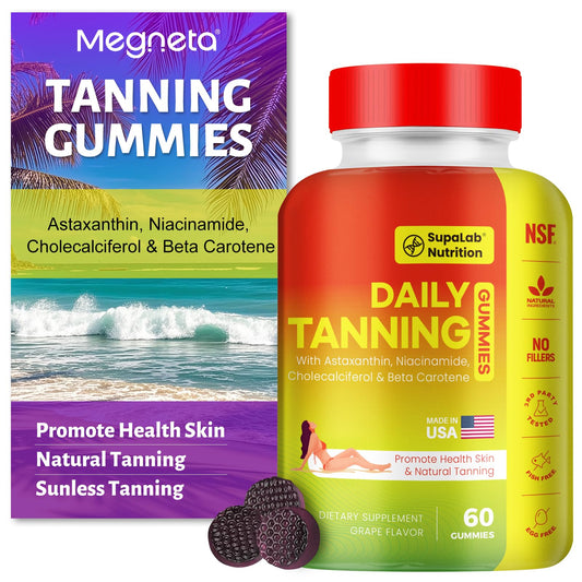 MEGNETA Tanning Gummies purple bottle front view