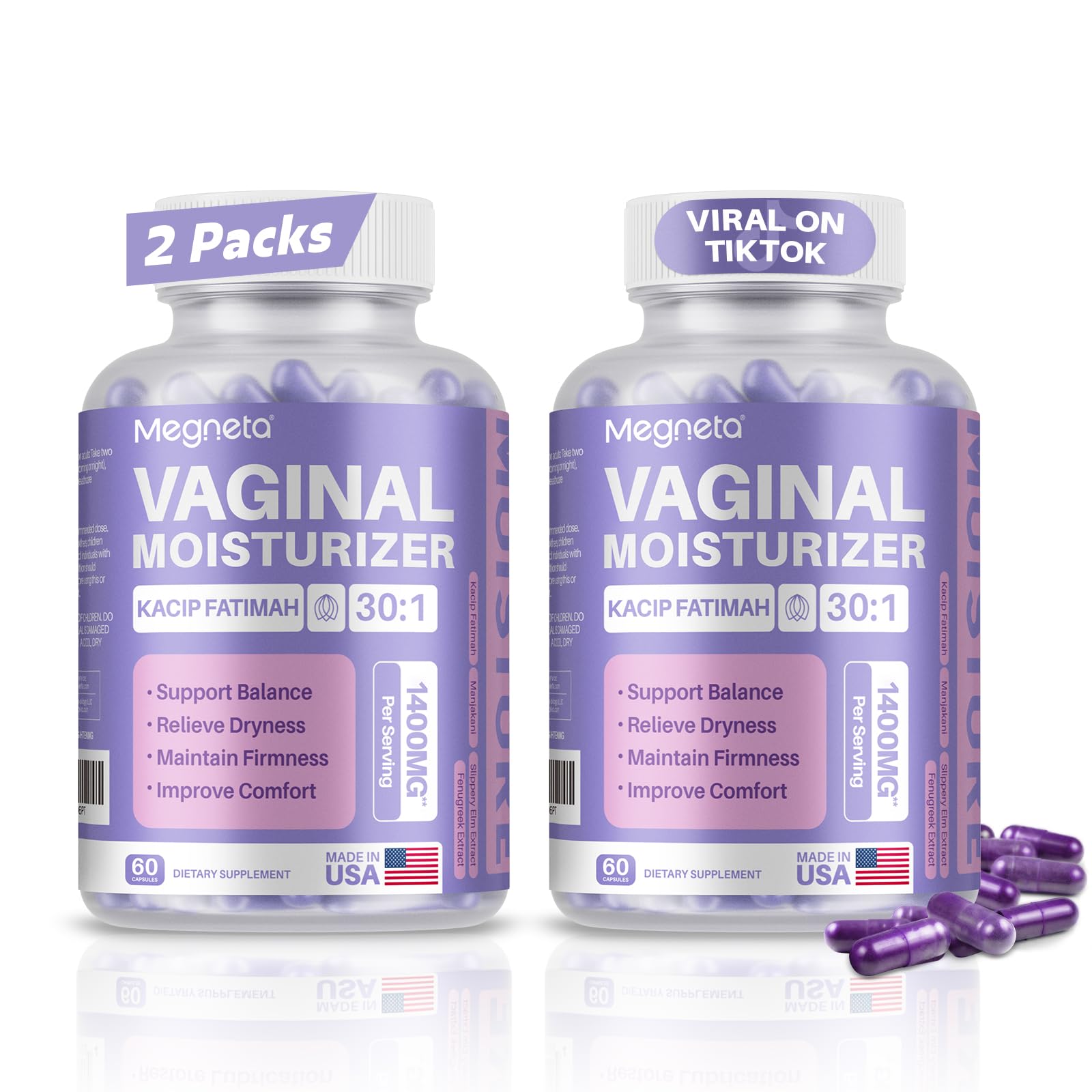 Megneta Vaginal Moisturizer Capsules bottle with 120 capsules