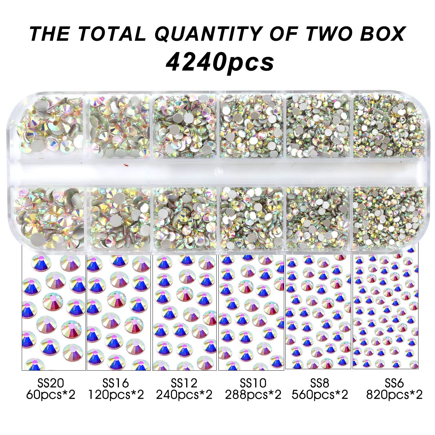 Meibite SS8 2.4mm rhinestones flatback glass gems for makeup details