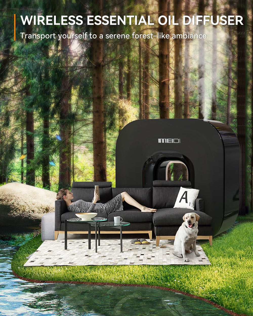 MEIDI waterless diffuser whisper-quiet operation creates calm environments.