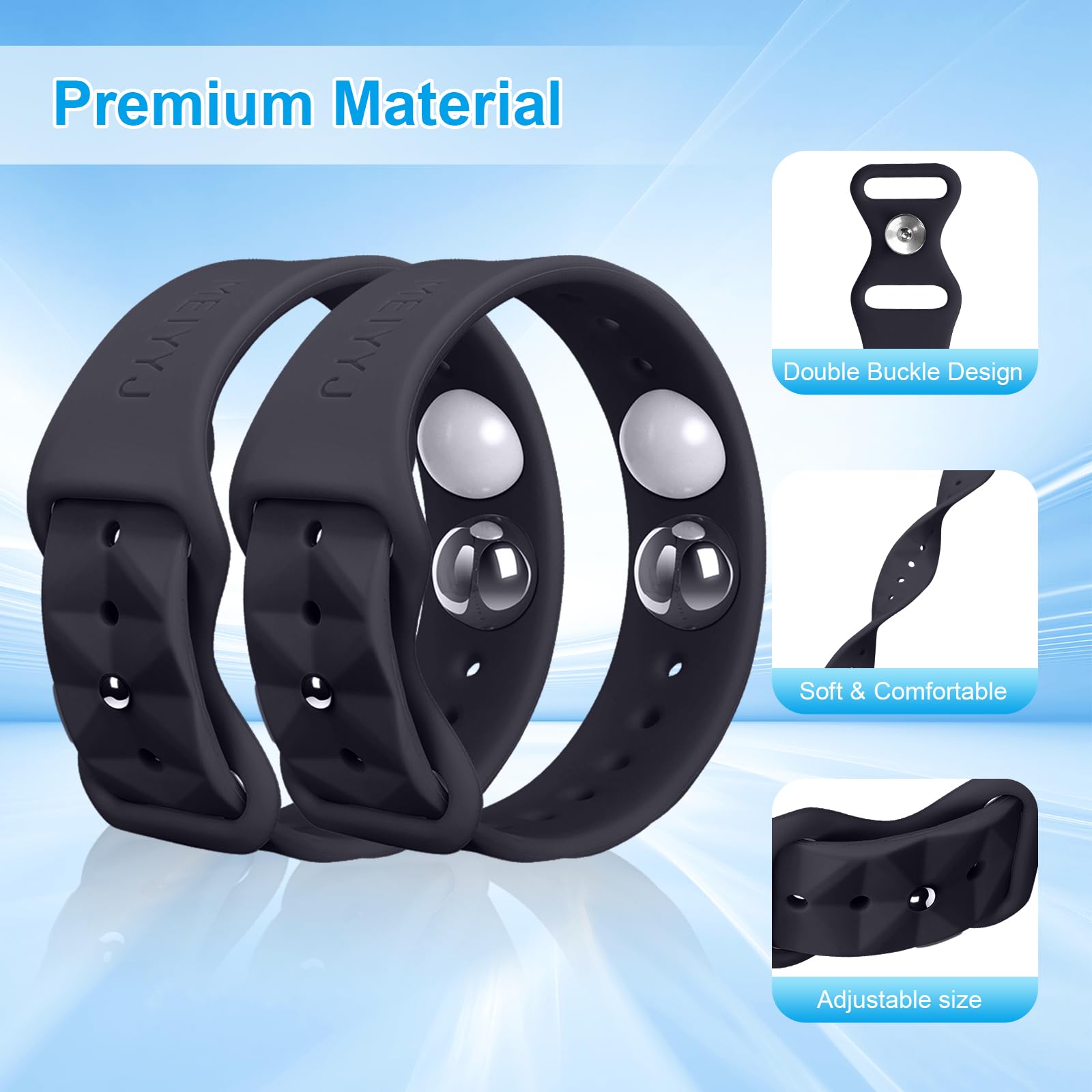 MEIYYJ adjustable-size wristband shows a size-adjusting groove for a secure fit.