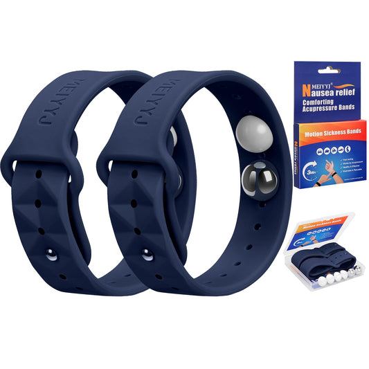 MEIYYJ morning sickness band worn on the wrist for portable relief during travel.