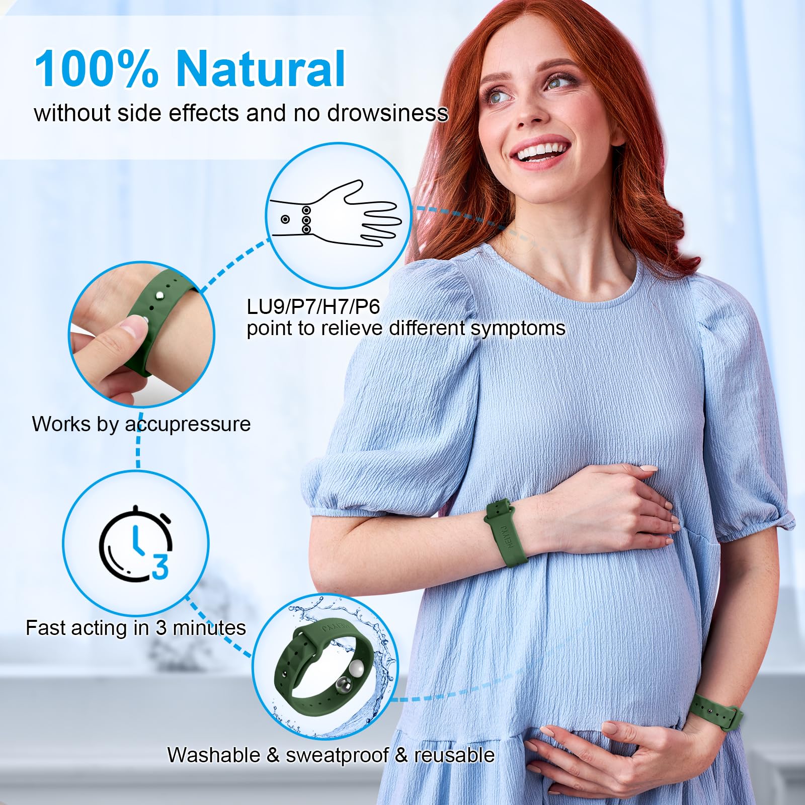 MEIYYJ adjustable strap on dark-green wristbands for a comfortable fit.