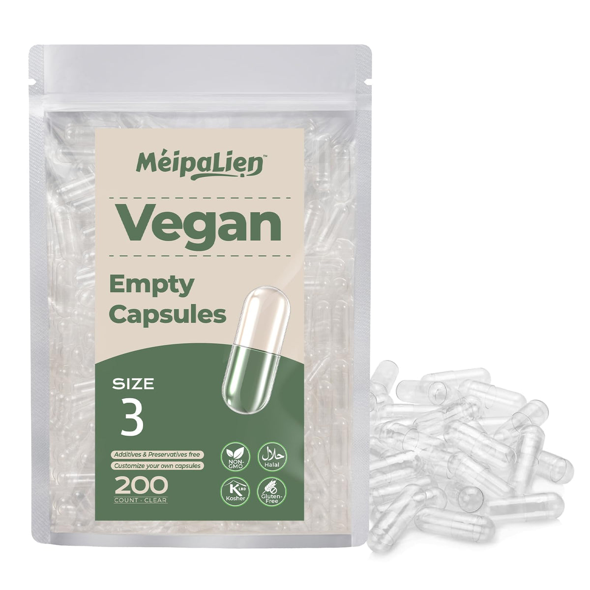 Clear MéipaLien HPMC empty capsules size 3-200