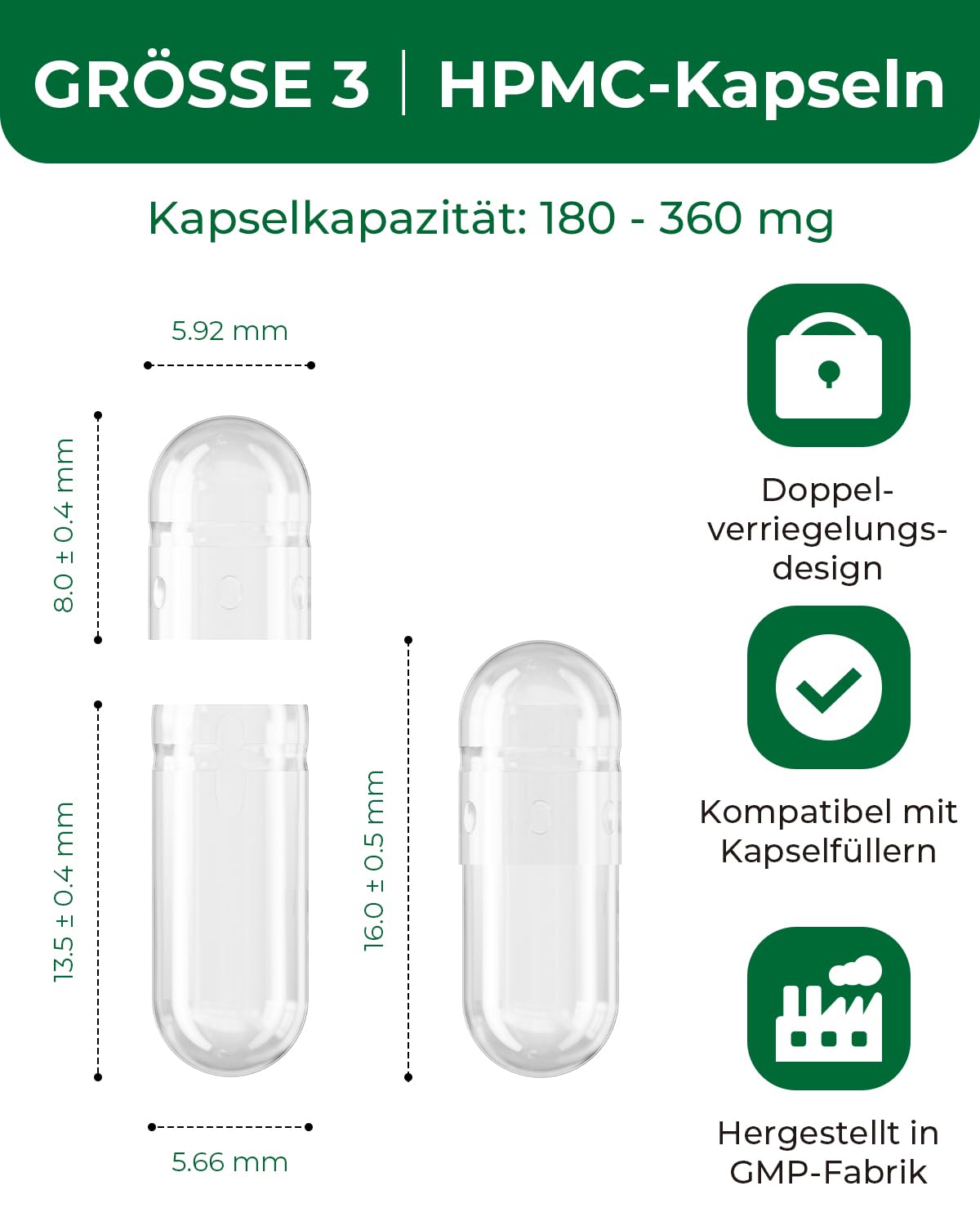 Plant-based cellulose HPMC capsules — vegan, vegetarian, halal, non-GMO