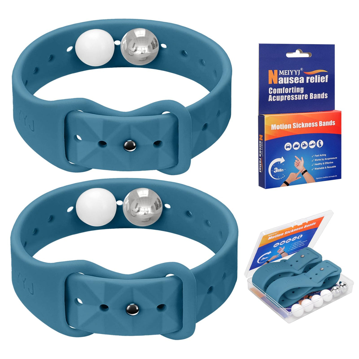 MEIYYJ motion sickness bands pack front view for travel relief