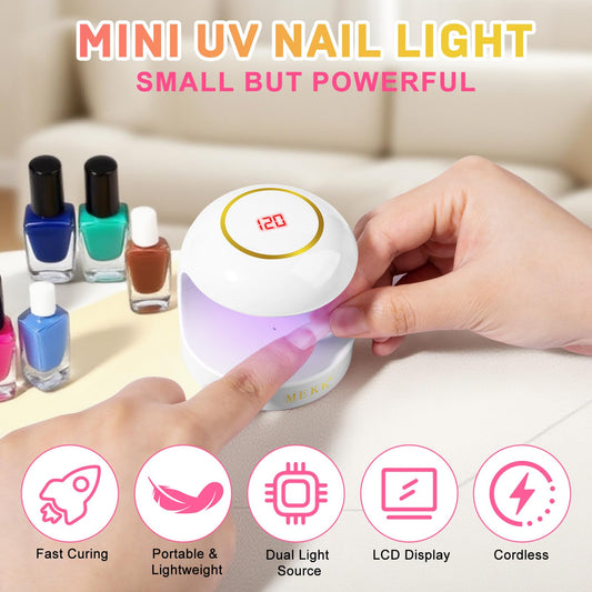 Compact MEKK Mini UV Light fits easily in any manicure kit.
