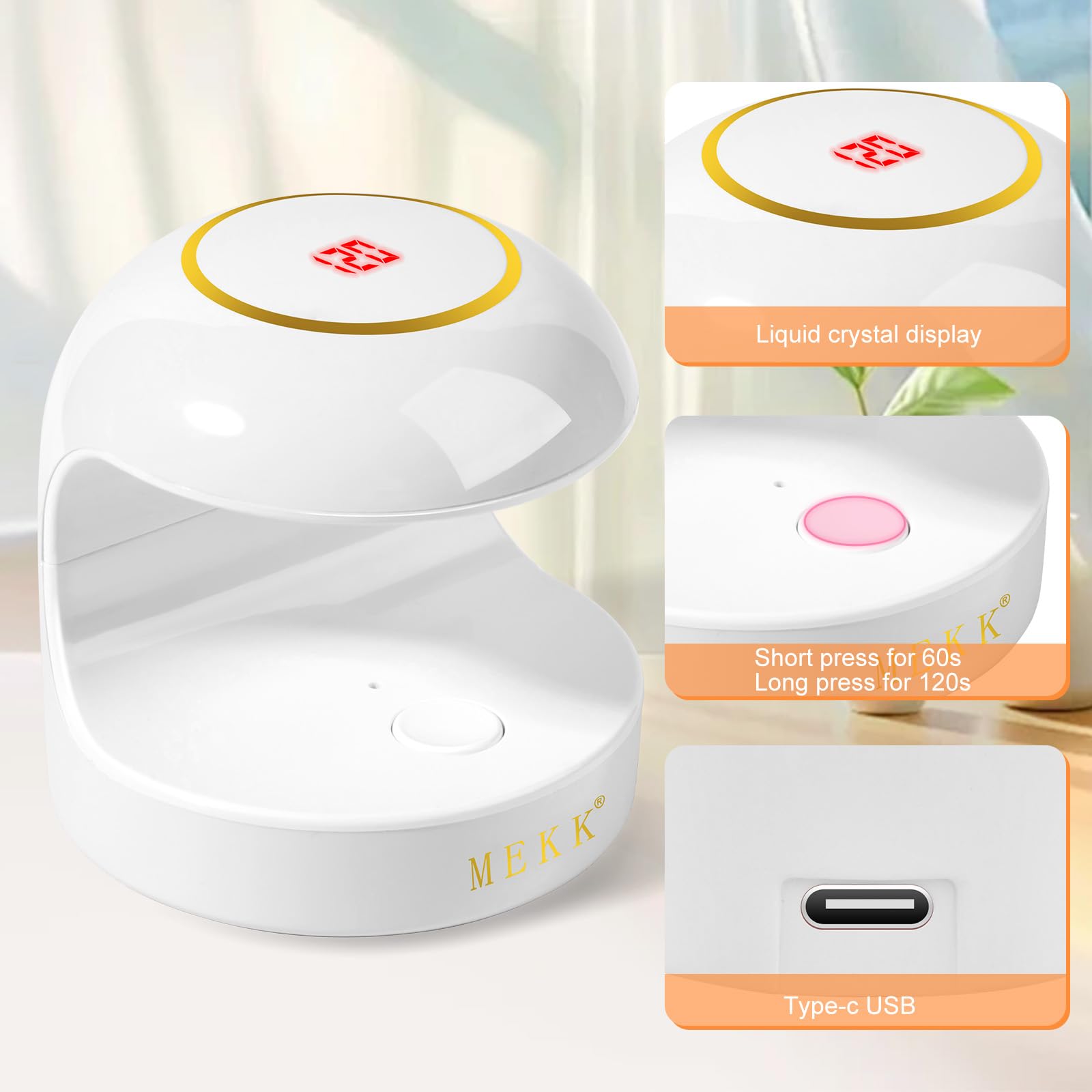 MEKK Mini UV Light delivers even curing across nail lengths for consistent results.