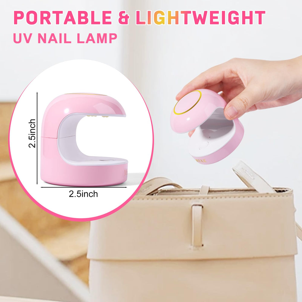 MEKK Mini UV Light travel-ready pink finish for stylish sessions.