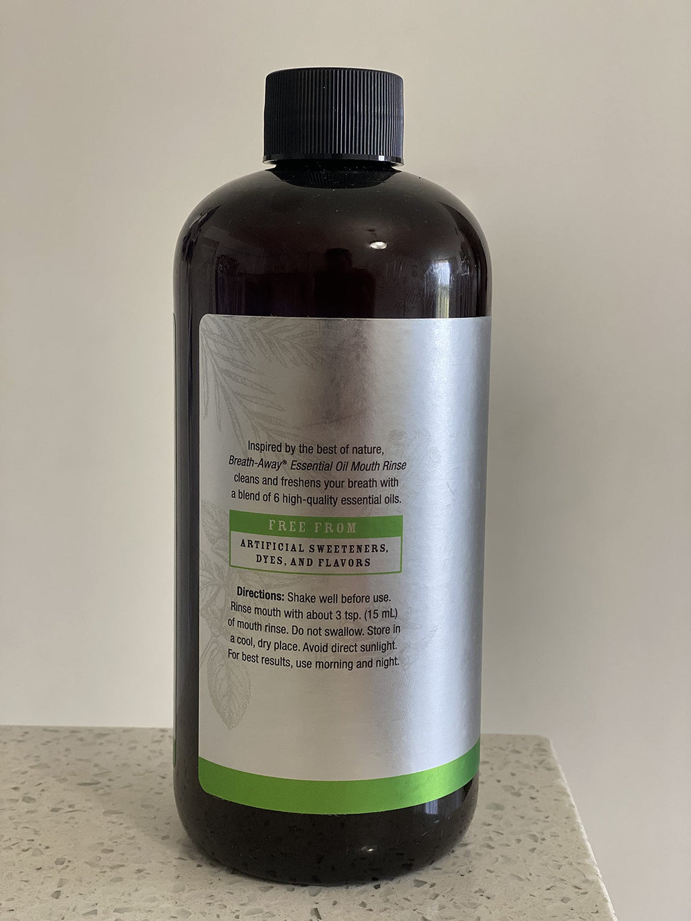 Pack shot of Melaleuca Breath-Away Mouth Rinse 16oz