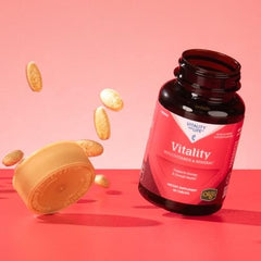 Nutrition label showing vitamins and minerals in the supplement