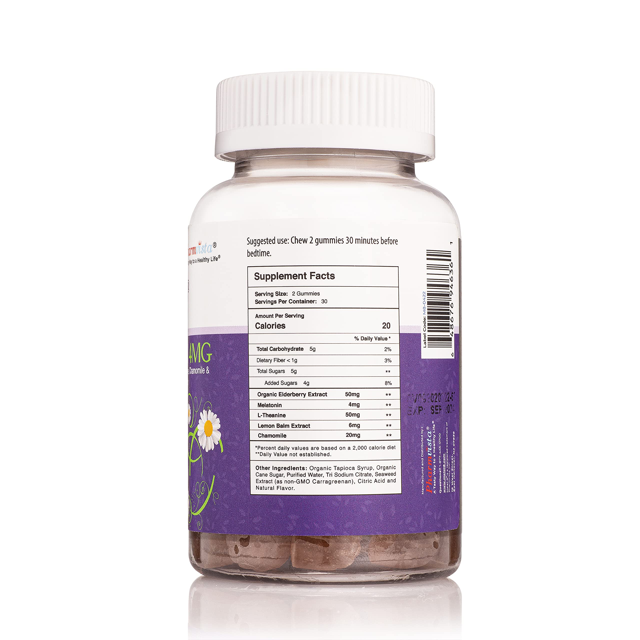 Product shot of Melat-8 gummies on white background