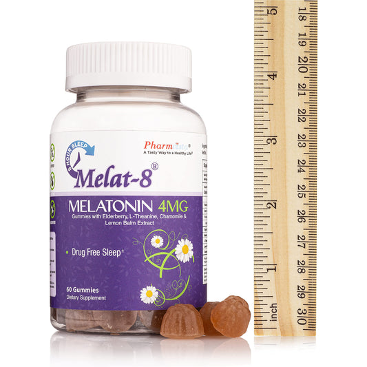 Front packaging of Melat-8 gummies